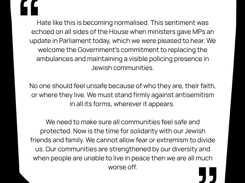 Statement by Green MPs on Golders Green Attack